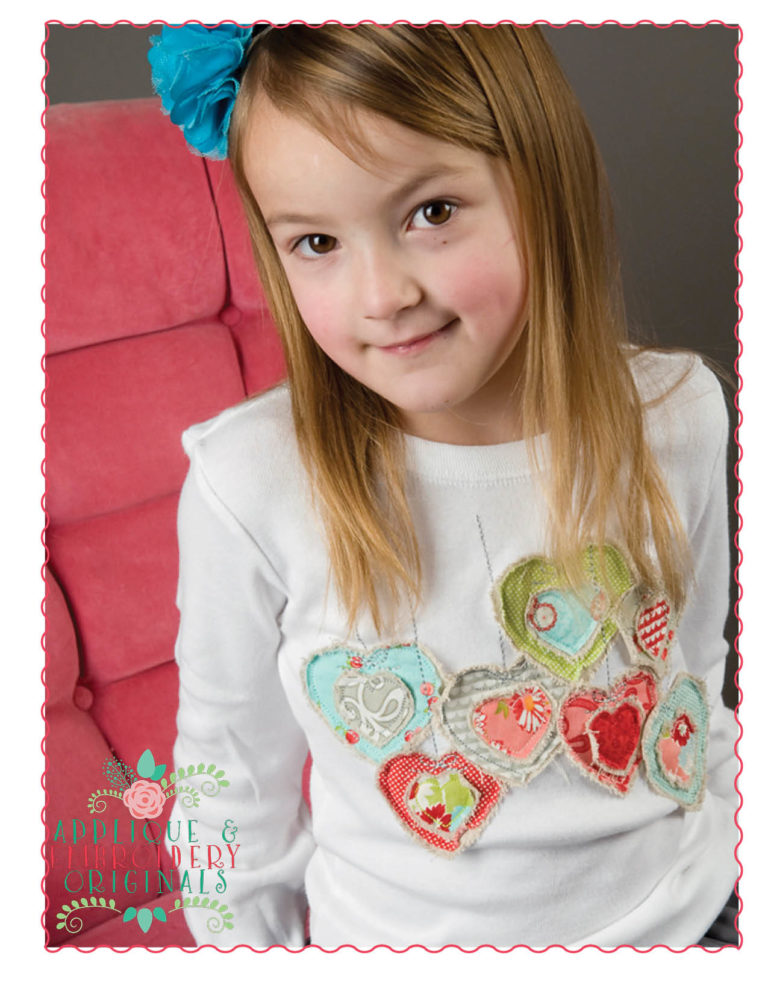 185 Hanging Hearts with Bean Stitch Applique Design - Image 2