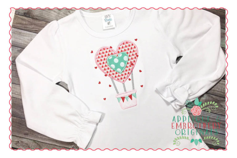 187 Heart Hot Air Balloon Banner Applique Design - Image 3