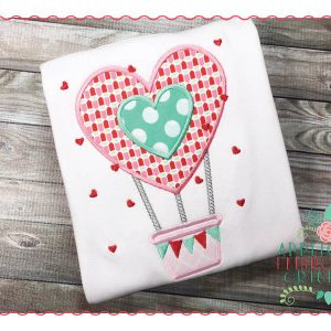 187 Heart Hot Air Balloon Banner Applique Design