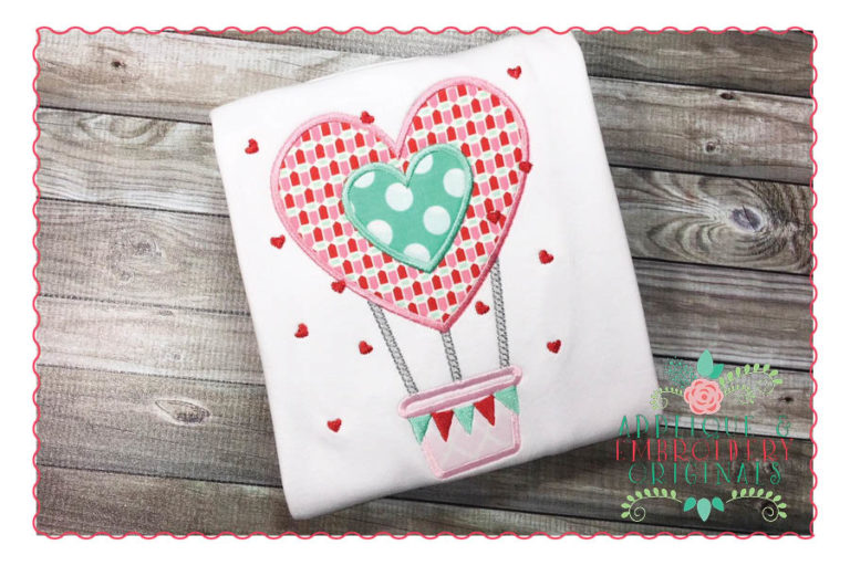 187 Heart Hot Air Balloon Banner Applique Design
