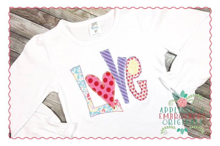190 Love with Heart Funky Bean Applique Design - Image 2