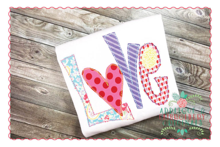 190 Love with Heart Funky Bean Applique Design