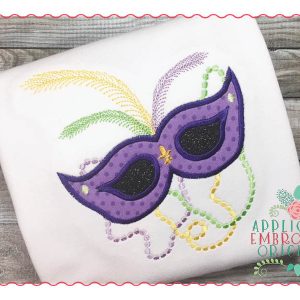 195 Mardi Gras Mask and Beads Applique Design