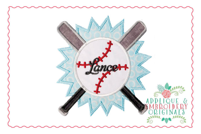 196 Baseball Softball Bats Burst Applique Design