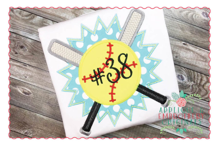 196 Baseball Softball Bats Burst Applique Design - Image 2
