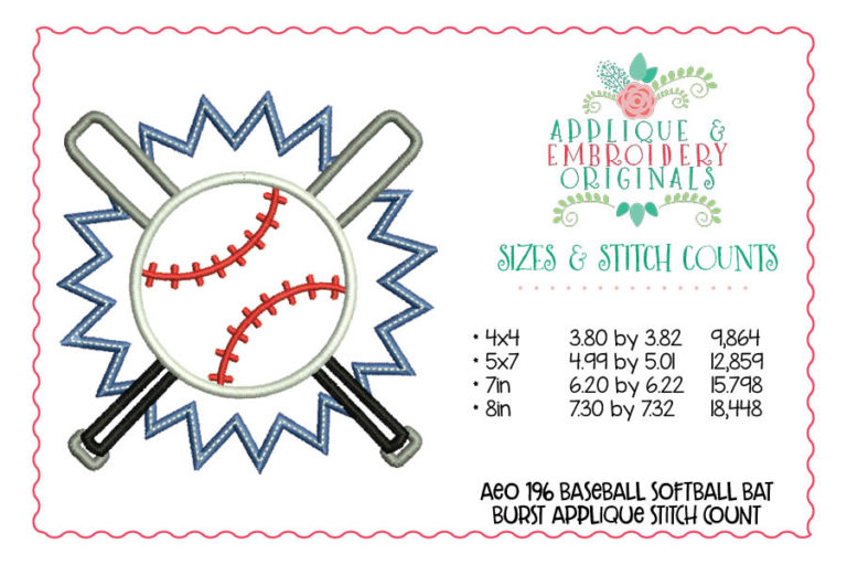 196 Baseball Softball Bats Burst Applique Design - Image 4