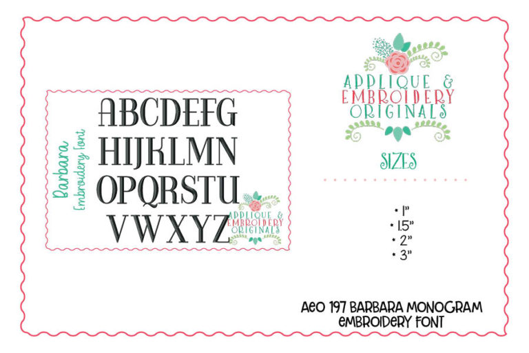 197 Barbara Monogram Embroidery Font - Image 2