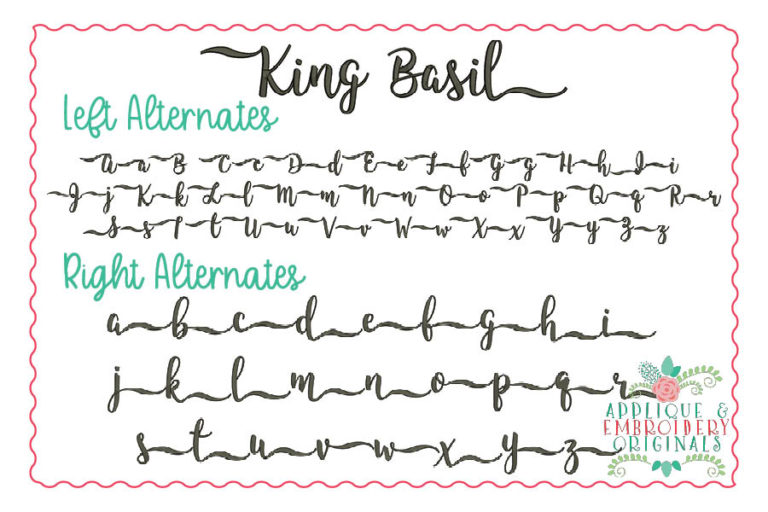 199 King Basil with Alternates Embroidery Font - Image 3
