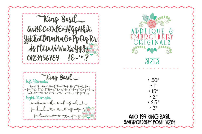 199 King Basil with Alternates Embroidery Font - Image 4