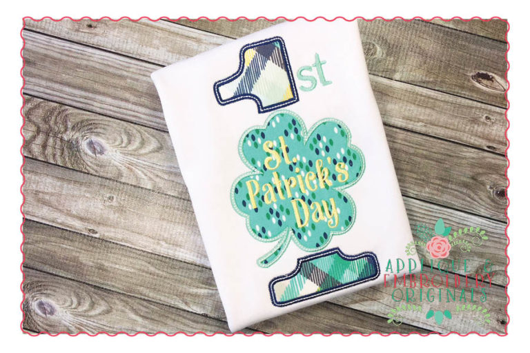 200 1st St Patrick's Day Shamrock Applique Design