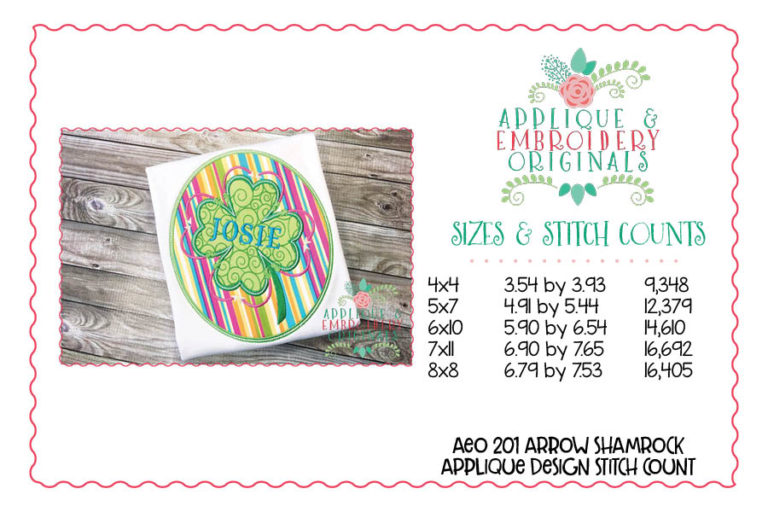 201 Arrow Shamrock St Patrick's Day Applique Design - Image 3