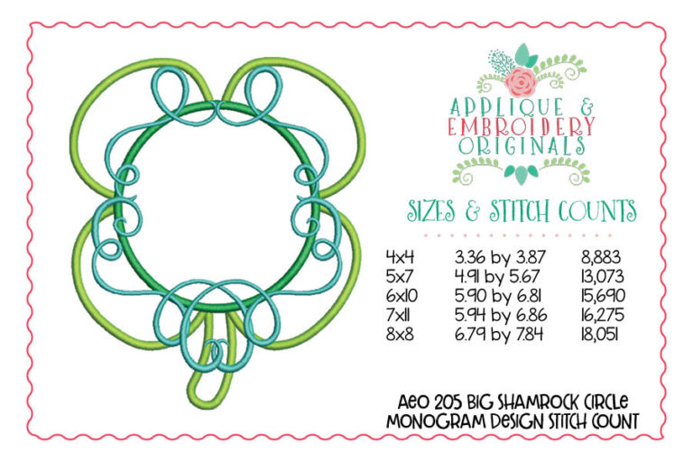 205 Big Shamrock Monogram Frame Applique Design - Image 3