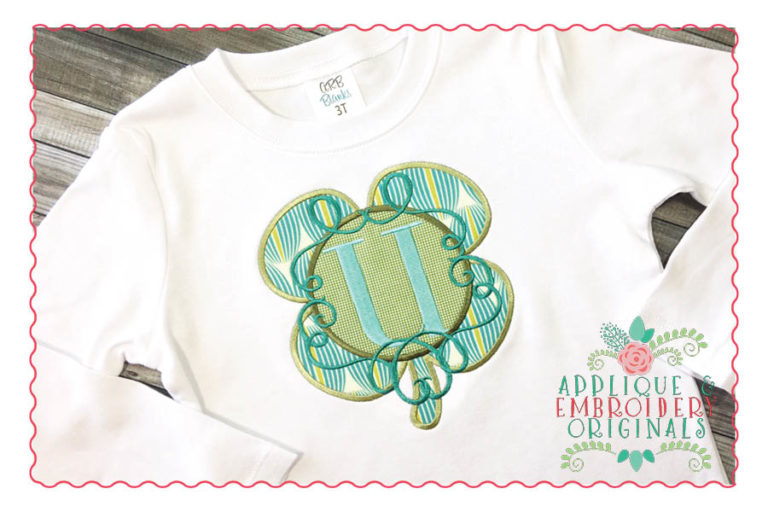 205 Big Shamrock Monogram Frame Applique Design - Image 2