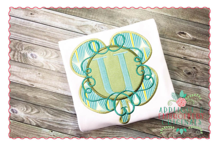 205 Big Shamrock Monogram Frame Applique Design