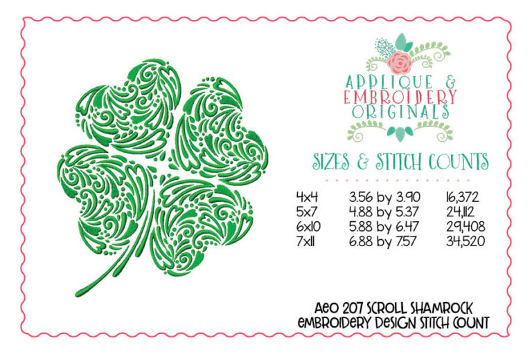 207 Scroll Shamrock Swirl Applique Design - Image 2