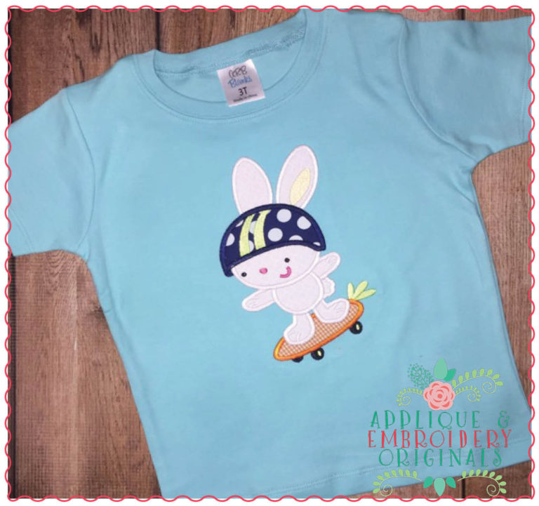 209 Skating Bunny on Carrot Applique Design - Image 2