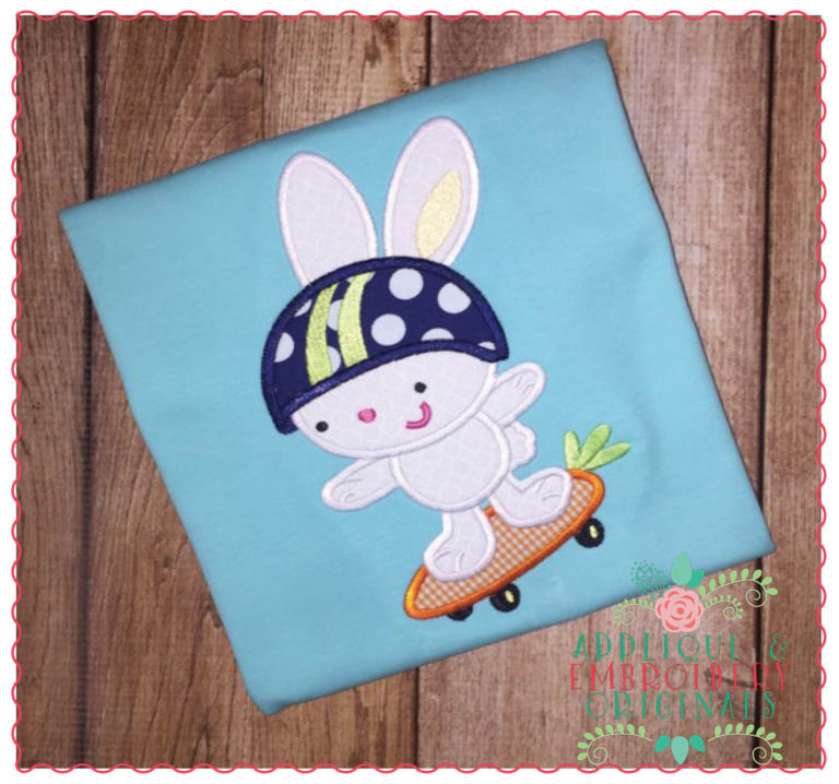 209 Skating Bunny on Carrot Applique Design