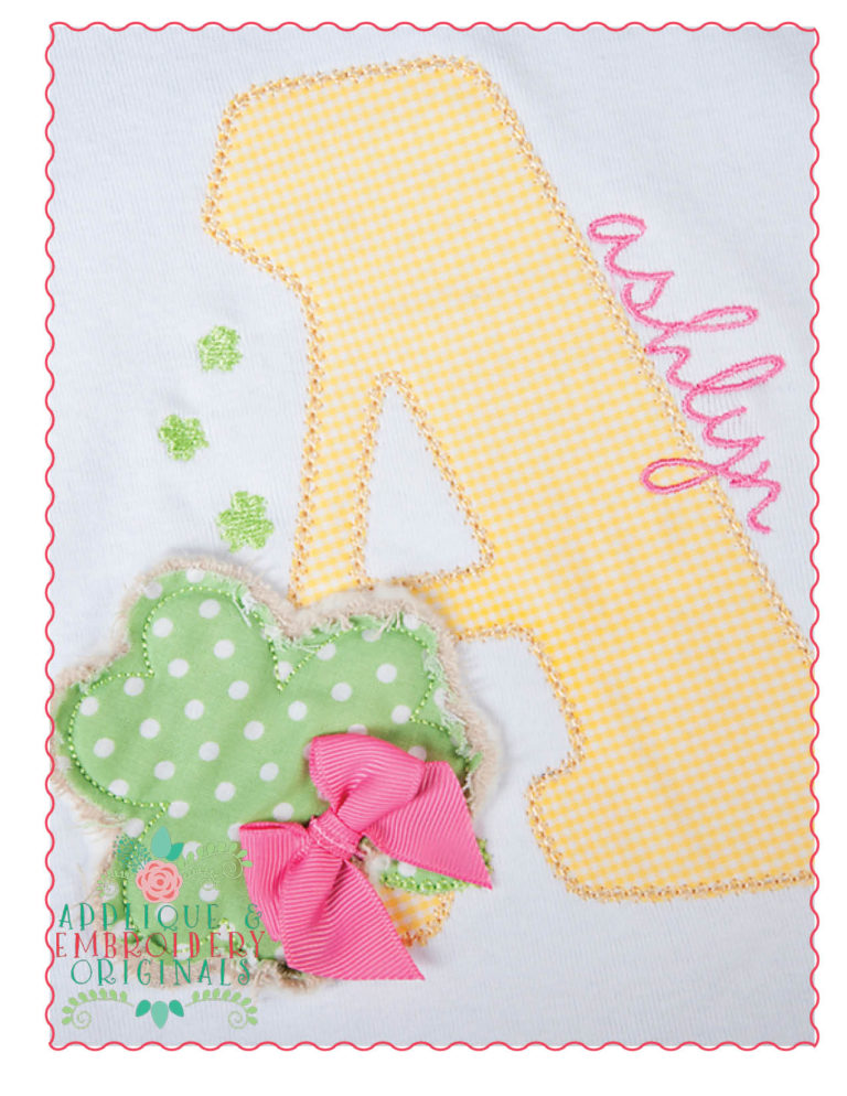 214 Frayed Shamrock Monogram Alpha Font Applique