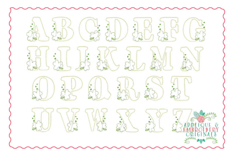 214 Frayed Shamrock Monogram Alpha Font Applique - Image 4