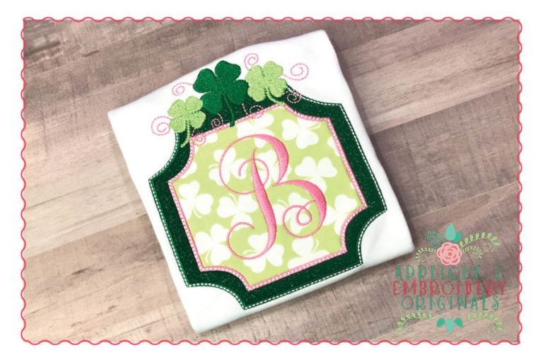 215 Shamrock Curls Frame Applique Design