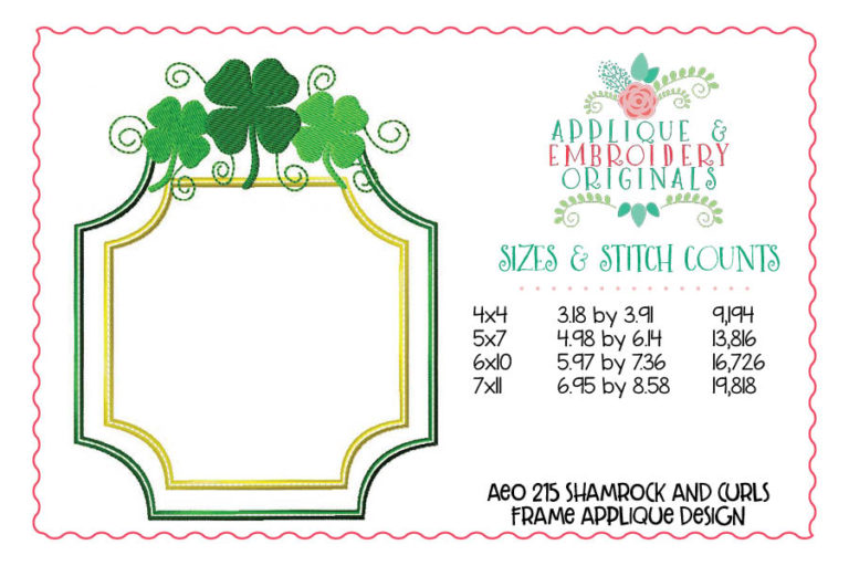 215 Shamrock Curls Frame Applique Design - Image 3