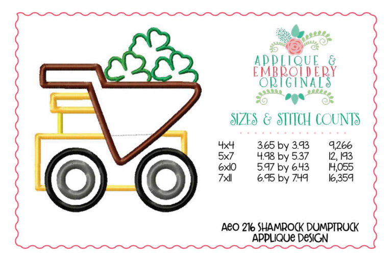 216 Dump Truck Shamrock Applique Design - Image 4