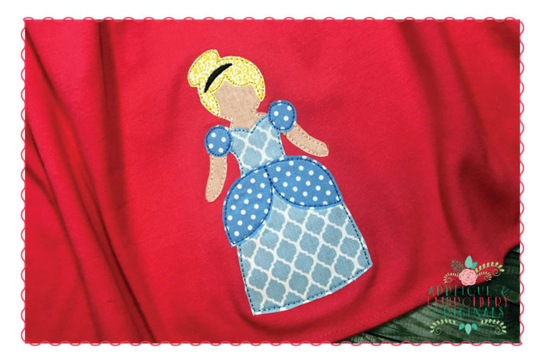 217 Blue Princess Girl Simple Stitch Applique Design