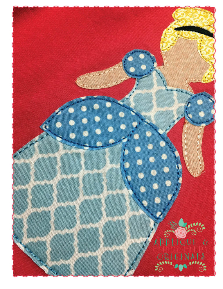 217 Blue Princess Girl Simple Stitch Applique Design - Image 2