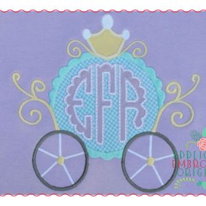 219 Princess Carriage Monogram Frame Applique Design