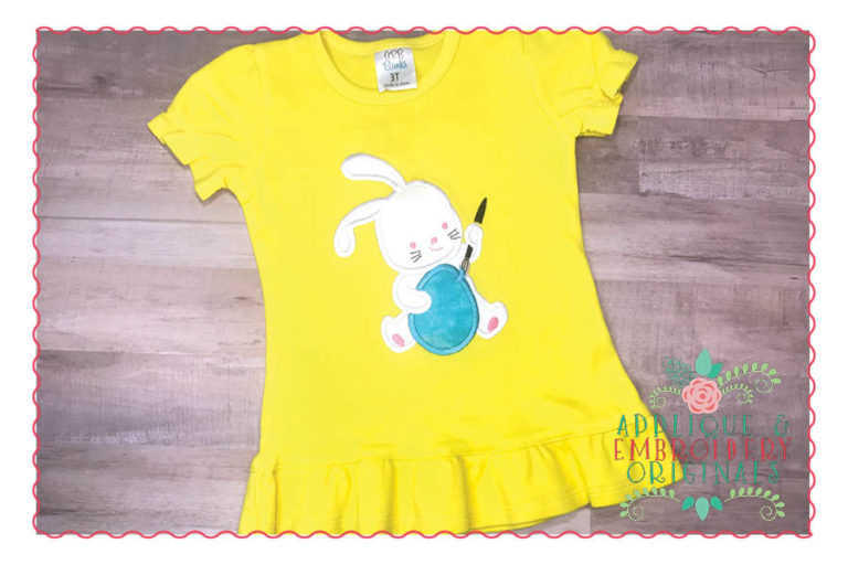 221 Bunny Rabbit Painting Egg Applique Design - Image 3