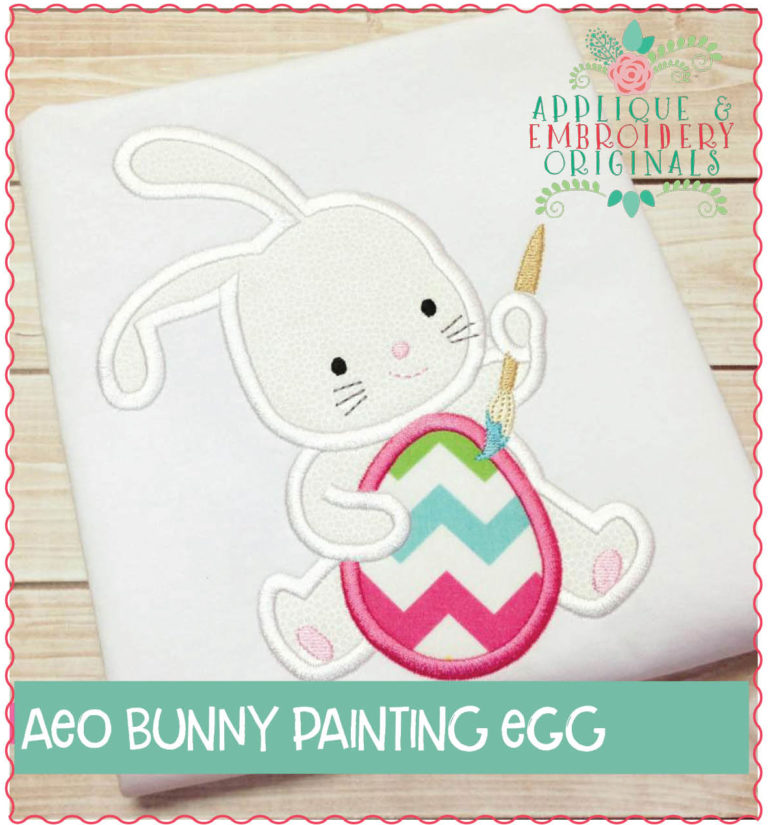 221 Bunny Rabbit Painting Egg Applique Design