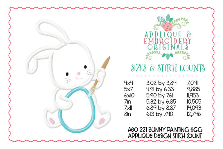 221 Bunny Rabbit Painting Egg Applique Design - Image 4