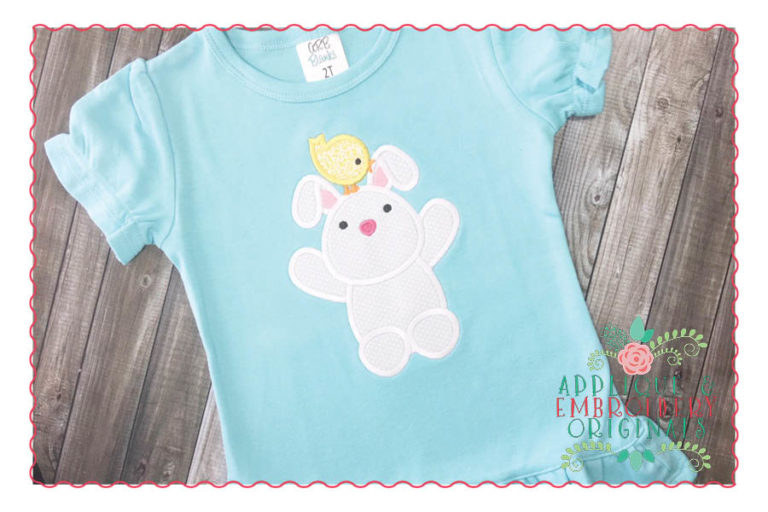 222 Bunny Rabbit with Chickadee Applique Design - Image 2