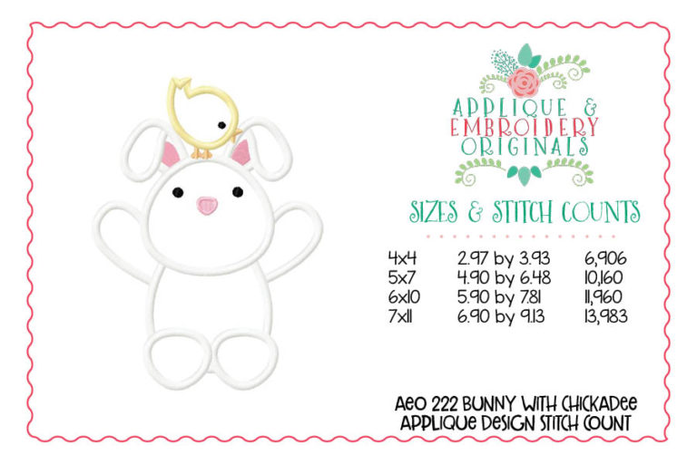 222 Bunny Rabbit with Chickadee Applique Design - Image 3