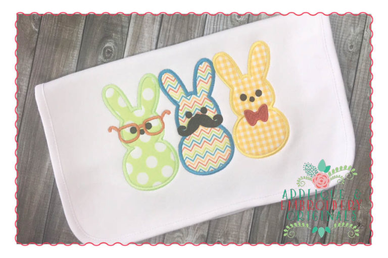 227 Marshmallow Bunny Trio Applique Design