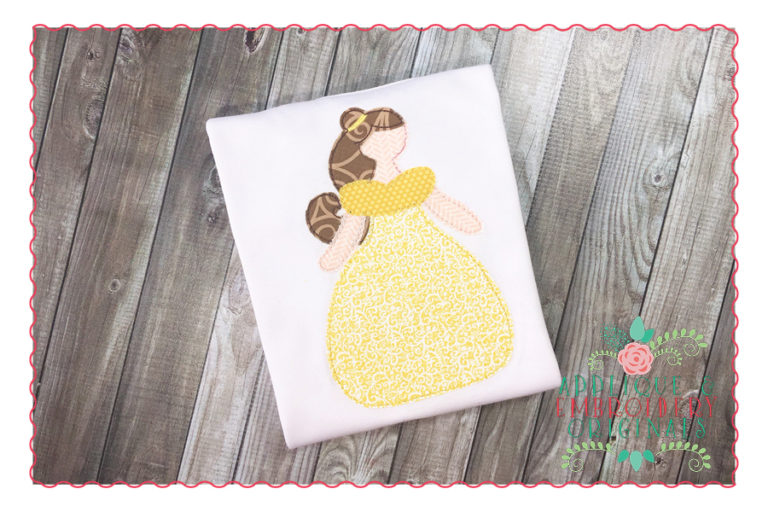 232 Yellow Beauty Princess Simple Stitch Applique Design