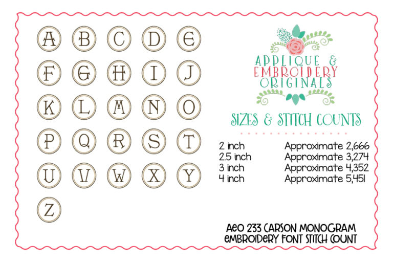 233 Carson Embroidery Font Circle - Image 3