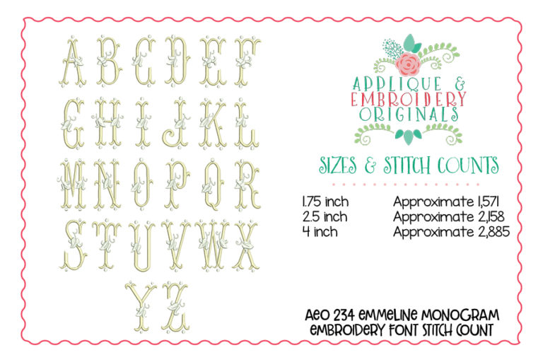 234 Emmeline Monogram Frame Embroidery Font Design - Image 3