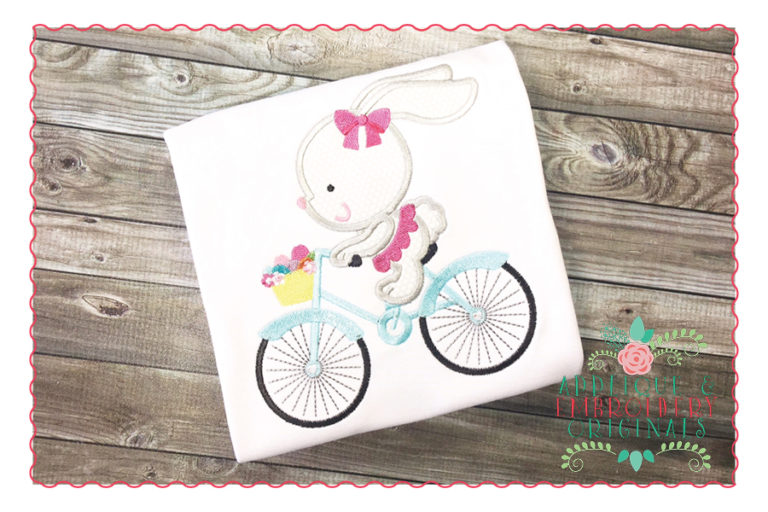 238 Bunny on Bike For Easter Applique Design