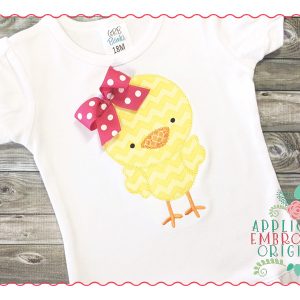 239 Easter Chick Bow Applique Design