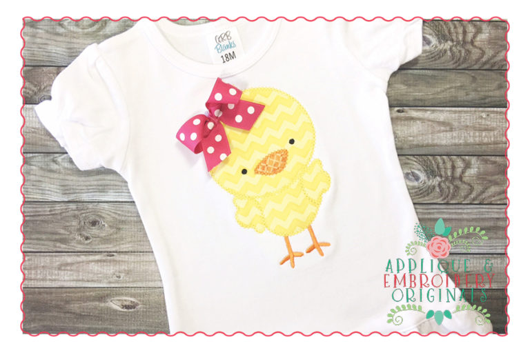 239 Easter Chick Bow Applique Design