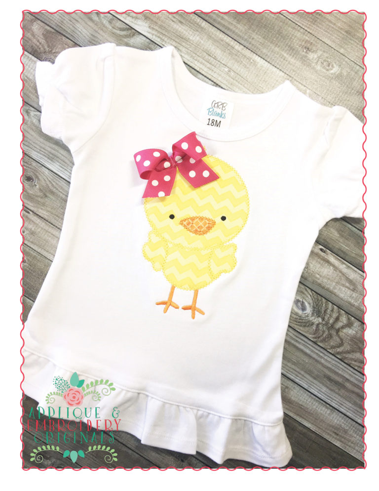 239 Easter Chick Bow Applique Design - Image 2