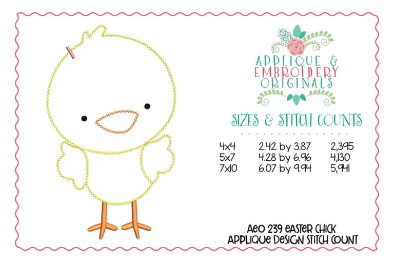 239 Easter Chick Bow Applique Design - Image 3