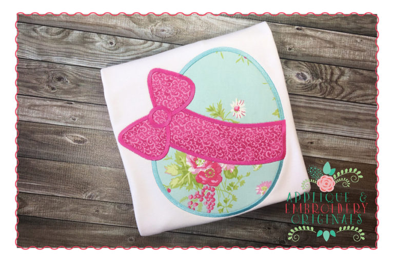 240 Easter Egg Bow Applique Design