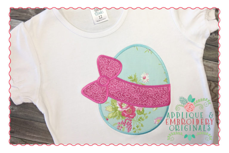 240 Easter Egg Bow Applique Design - Image 2