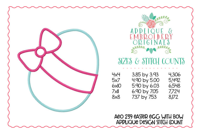 240 Easter Egg Bow Applique Design - Image 3