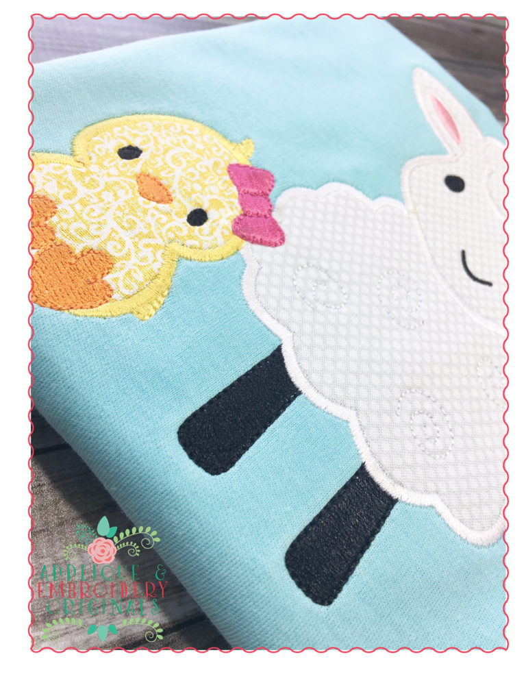 241 Lamb and Chick Bow Applique Design - Image 2