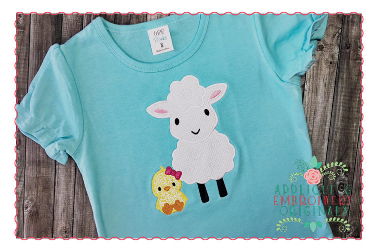 241 Lamb and Chick Bow Applique Design - Image 3