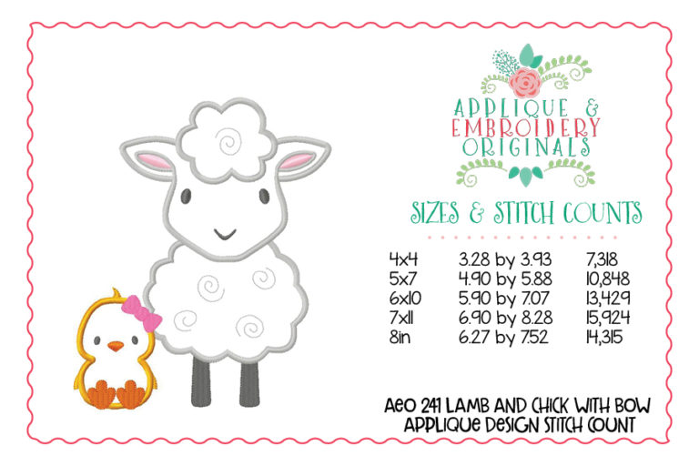 241 Lamb and Chick Bow Applique Design - Image 4