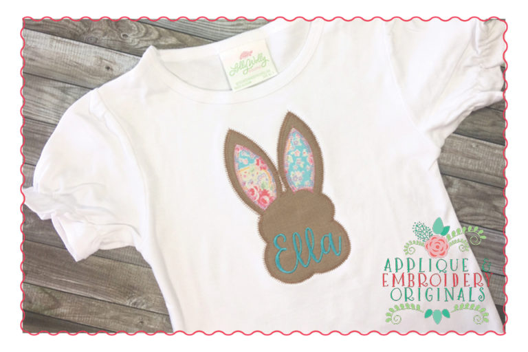 242 Bunny Silhouette Bean and ZZ Simple Stitch Applique Design - Image 2